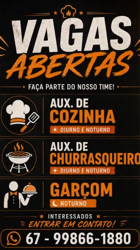 Contrata-se Aux. de Cozinha, aux. Churrasqueiro e Garçom
