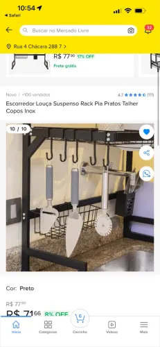 Escorredor Louça Suspenso Rack Pia Pratos Talher Copos Inox