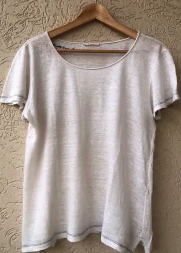Camiseta Yogini 100% Linho Off White Tam P