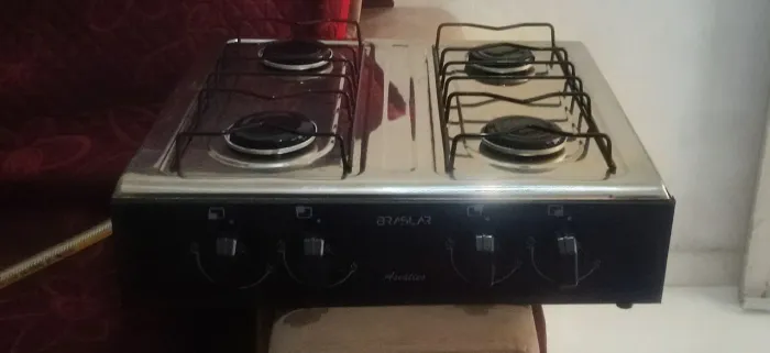 Fogão Cooktop de Mesa portátil A gás Bocas Braslar/Com Mangueira e Registro/