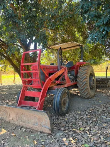 massey ferguson 95x com grade, niveladora e carreta