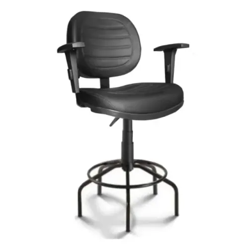Cadeira Caixa Executiva Costurada Braço Regulável Preta Conforto Premium Altura 35034