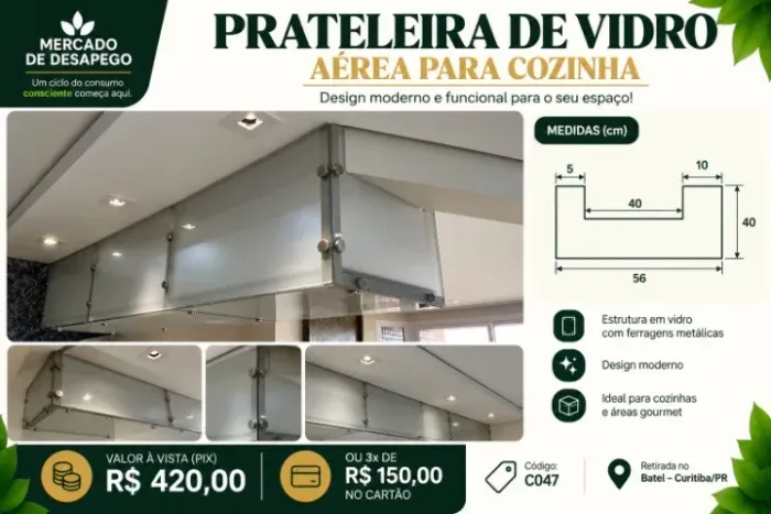 PRATELEIRA AÉREA DE VIDRO (C047)