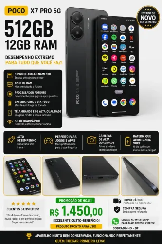 ? Poco X7 Pro 5G 512GB | 12GB RAM | Preto | Estado de Novo