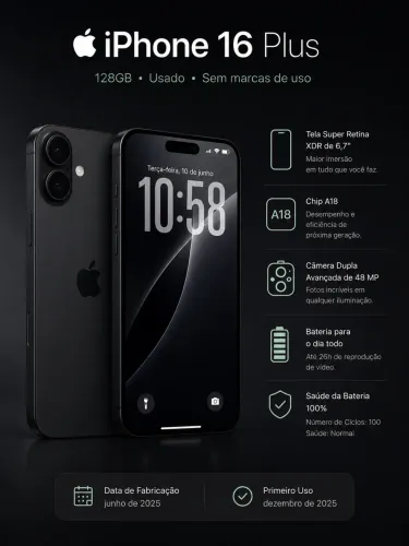 Iphone 16 Plus 128gb Preto