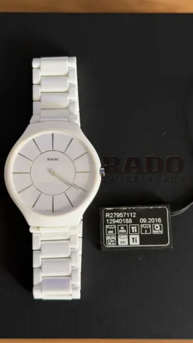 RADO TRUE THINLINE R27957112 - SWISS MADE - CERÂMICA HIGH-TECH BRANCA - SAFIRA - 5 MM - NO