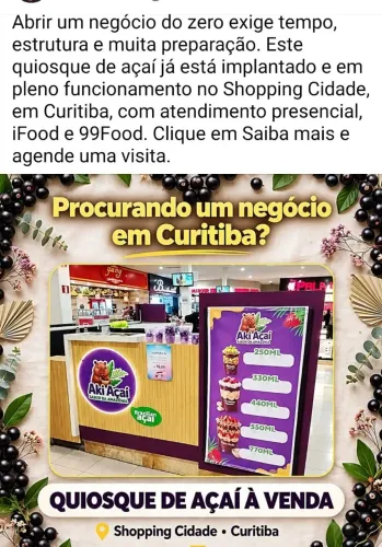 Vendo quiosque de açaí em pleno funcionamento.