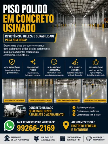 Piso polido em concreto usinado