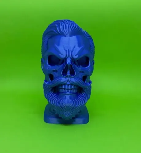 escultura caveira com barba e bigode