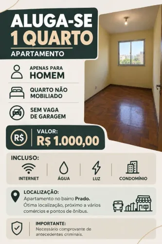 ALUGUEL DE QUARTO PARA HOMEM.