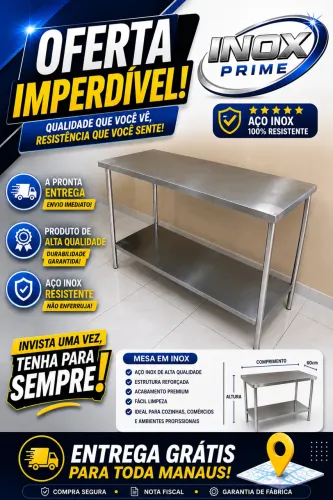 Mesas em inox a partir de 650,00