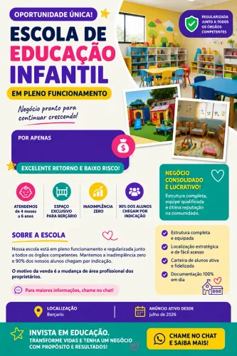 Vendo escola de educação infantil em pleno funcionamento