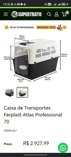 CAIXA DE TRANSPORTE FERPLAST ATLAS PROFISSIONAL 70