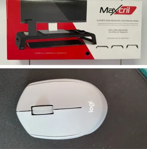 Mouse sem fio Logitech + Suporte Monitor Notebook