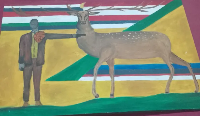 Pintura: homem com servo(artista: anônimo)quadro decorativo 