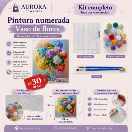Pintura numerada: Vaso de flores