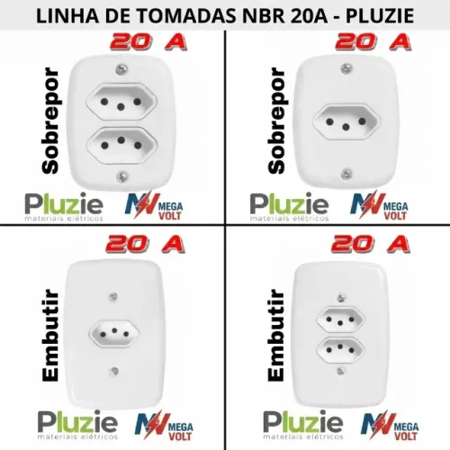 Tomadas de embutir e sobrepor Pluzie de 20A