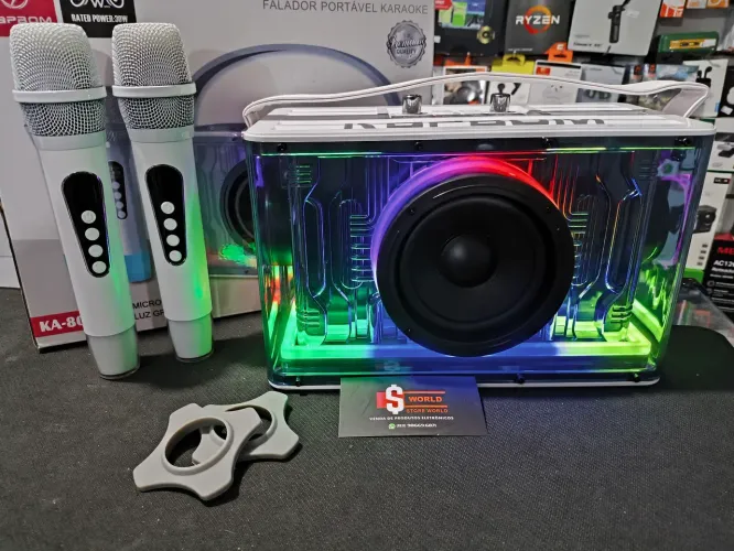 Caixa de Som Kapbom 30W Potente Bluetooth + 2 Microfones- Loja Store World