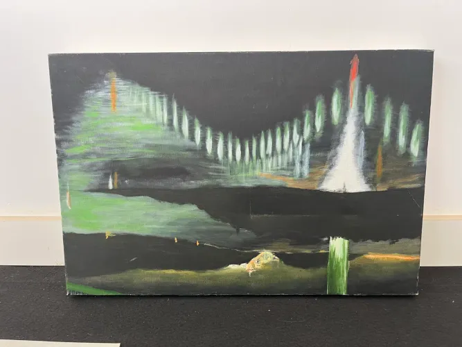 oleo sobre tela aurora boreal