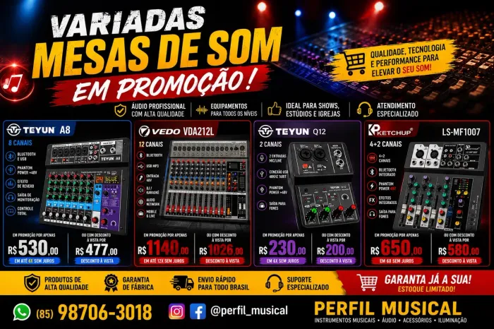 Mesa de som em promoção