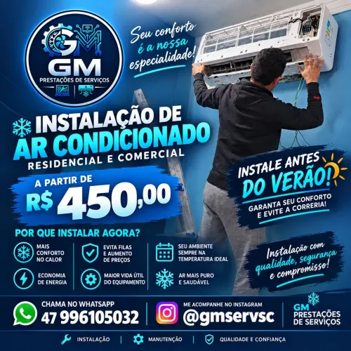 Instalação de ar condicionado por R$ 450,00