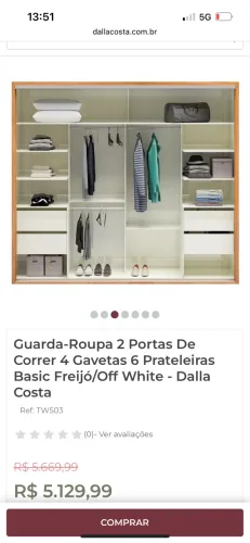 GUARDA-ROUPA DALLA COSTA - R$ 2.500