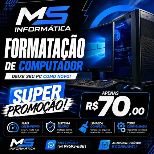 Formatação de Computador por Apenas R$ 70 | Super Promoção - MS Informática