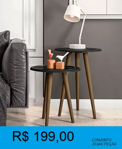 Conjunto mesa de canto 2 peças - frete gratuito!