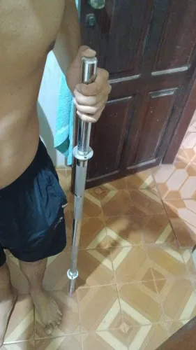 Barra Curta Reta 120cm Cromada para Halteres - Musculação em Casa