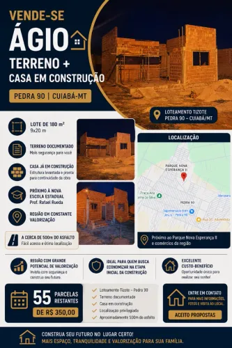 Terreno com casa em construção