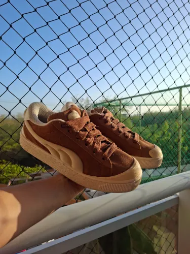 Tênis Puma de camurça Crush Preserves Coffee/Branco (Usado 1 vez).