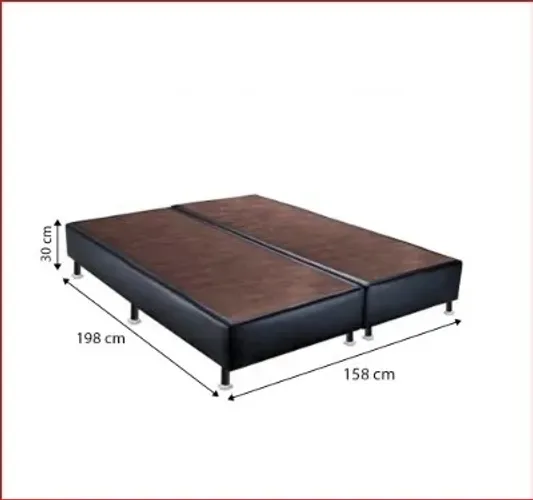 base QUEEN em courino cor preta - tamanho 198x158