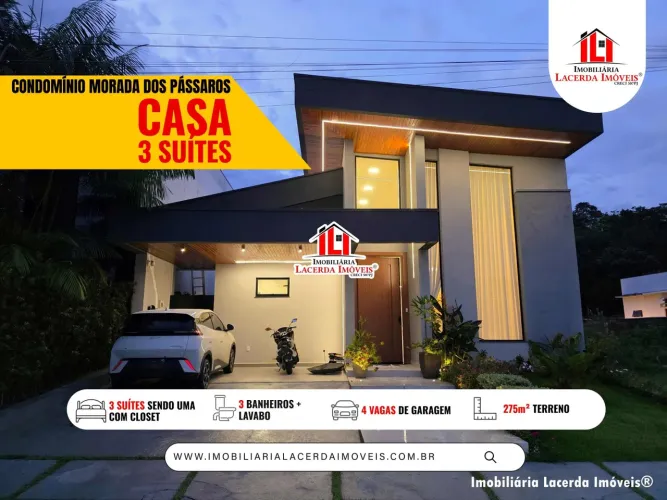 Condomínio Morada dos Pássaros, Casa Térrea 3 suites, closet, piscina, SEMIMOBILIADA