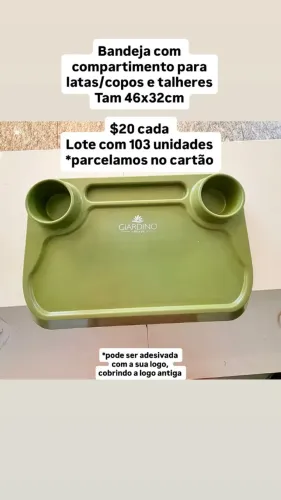 LOTE DE BANDEJA COM PORTA LATA E PORTA TALHER - 100 UN
