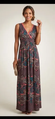 Vestido longo tam P sem mangas estampa floral