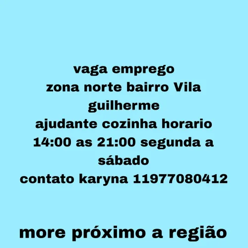 Vaga emprego ajudante cozinha