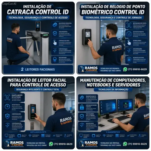 INSTALAÇÃO DE CATRACAS, RELOGIO DE PONTO BIOMÉTRICO, CONTROLE DE ACESSO VIA FACIAL E CFTV 