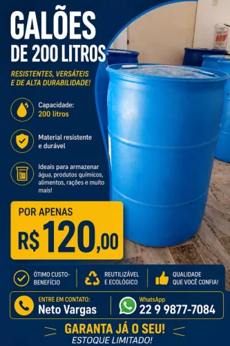 Galão de 200 litro para cocho