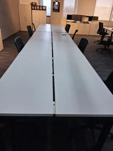 Bancada de escritorio 4 e 6 metros branco madeira