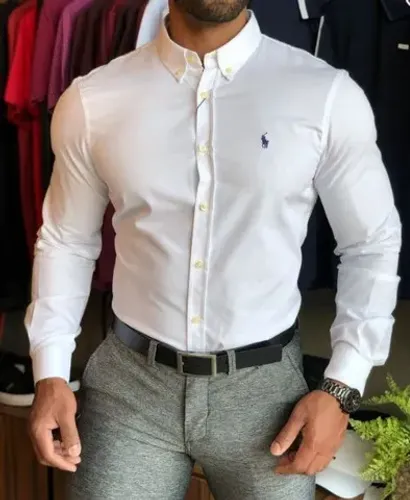 Camisa Social Manga Longa Polo Ralph Lauren - Branca - Tam. G