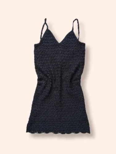 Vestido Tubinho Crochet Preto Tamanho P
