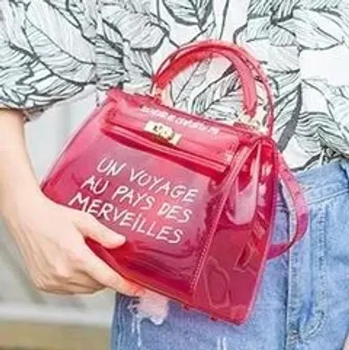 Bolsa transparente un voyage au pays des merveilles vermelha transversal