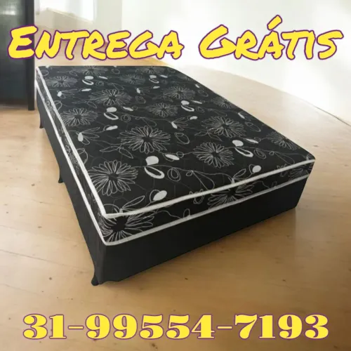 CAMA CASAL BOX + COLCHÃO D33 10CM DE ESPUMA FIXO + ENTREGA GRÁTIS