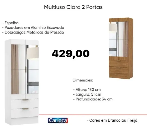 Guarda roupa 2 portas com espelho premium A ENTREGA HOJE !!!