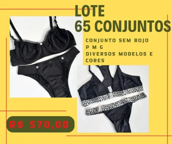 Conjuntos Calcinha e Sutiã sem Bojo Lote com 130 peças