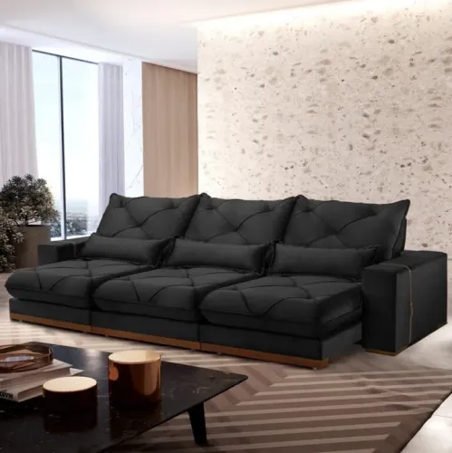 Sofá Retrátil e Reclinável bella 3,50m Molas Ensacadas tt54