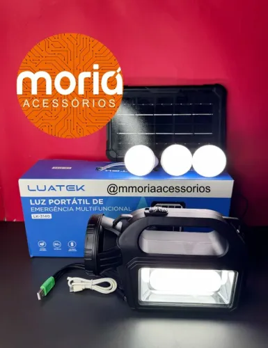 Kit Placa Solar Portátil 3 Lâmpadas Luz Emergência