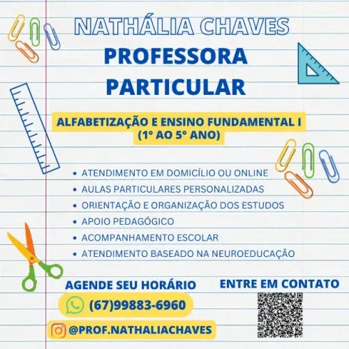 Professora Particular - Alfabetização e 1° ao 5° ano - Nathália Chaves 