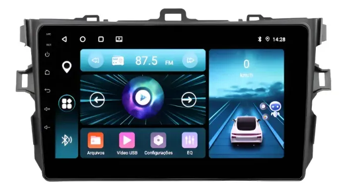Multimidia Toyota Corolla Android Auto Carplay 4gb Ram 64 9p Grafite Ano 2009 2010 2011 20