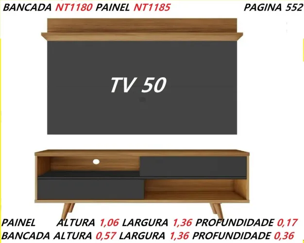 Rack com painel para 60 polegadas 